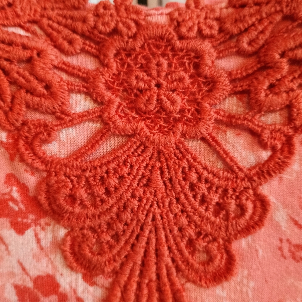 Y2K Mudd Crochet Tiered Spaghetti Strap Mini Sundress/Tank Size‎ Small Orange - Picture 6 of 12